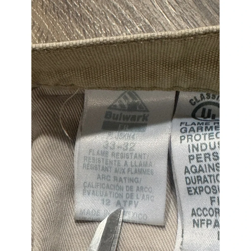 Bulwark FR Khaki Flame Resistant Work Pants CAT2 NFPA 2112 Mens 33x32 Tan